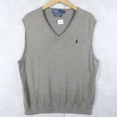画像1: POLO Ralph Lauren ロゴ刺繍 コットン×シルク×カシミア ニットベスト L (1)