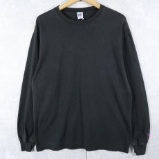画像1: 90's〜 RUSSELL ATHLETIC 無地ロンT BLACK M (1)
