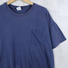 画像1: 90's Hanes 無地ポケットTシャツ NAVY XL (1)