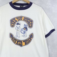 画像1: 70〜80's "HAVE YOU HUGGED YOUR MID TODAY" プリントリンガーTシャツ (1)
