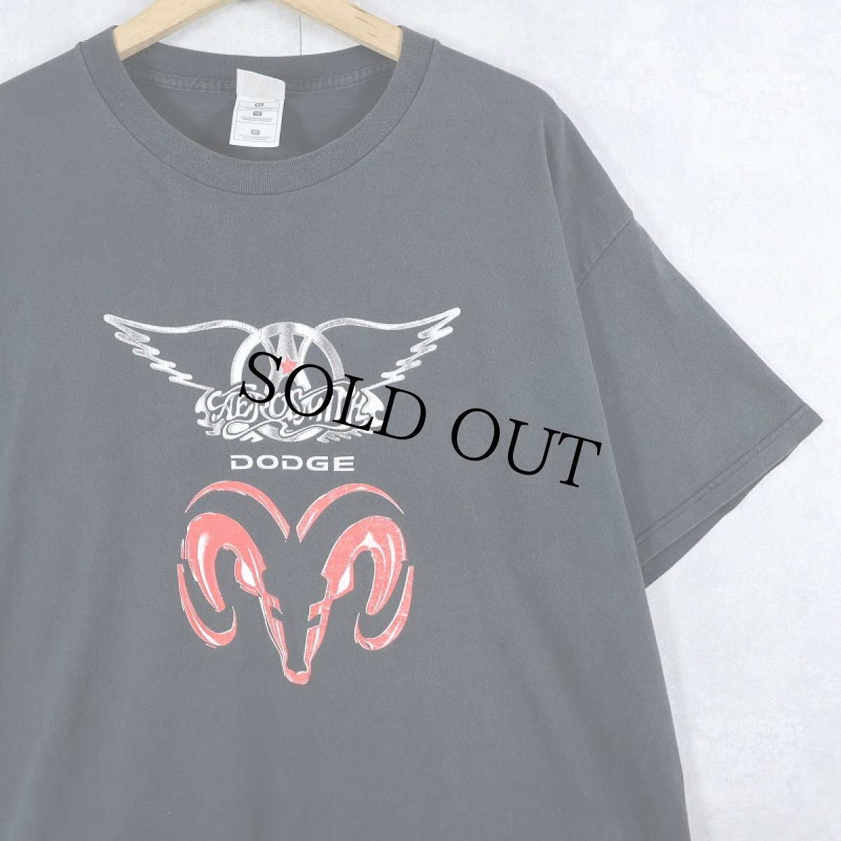 画像1: 90's AEROSMITH × DODGE ロックバンドプリントTシャツ BLACK XL (1)