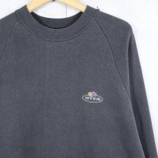 画像1: 90's FRUIT OF THE LOOM ロゴプリント ラグランスウェット BLACK L (1)