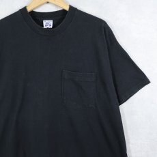画像1: 90's BVD USA製 無地ポケットTシャツ BLACK XL (1)