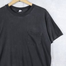 画像1: 90's Hanes 無地ポケットTシャツ BLACK L (1)