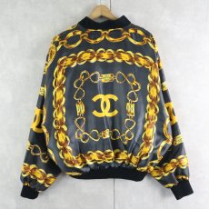 画像2: ブート CHANEL スカーフ柄 シルクブルゾン BLACK (2)