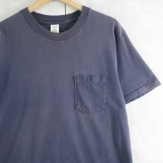 画像1: 90's TOWNCRAFT JCPenney 無地 ポケットTシャツ NAVY L (1)