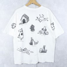 画像2: 90's Studio Roja USA製 犬イラストプリントTシャツ XL (2)