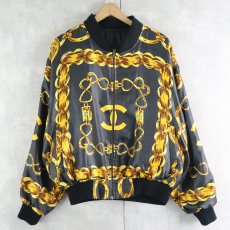 画像1: ブート CHANEL スカーフ柄 シルクブルゾン BLACK (1)