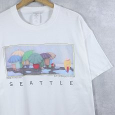 画像1: BETH HENDRICKSON LOGAN "SMILE AT THE RAIN SEATTLE" アートプリントTシャツ XL (1)