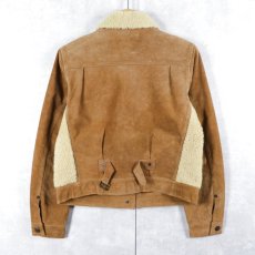 画像2: RRL Ralph Lauren シンチバック付き スエードレザー×ボア トラッカージャケット SIZE3 (2)