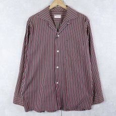 画像1: 50〜60's MIAMIAN Sportswear by AETNA ストライプ柄 コットンオープンカラーシャツ M (1)
