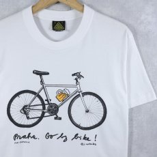 画像1: 90's Jiri Votruba "Prague. Go by bike!" 自転車プリントTシャツ M (1)