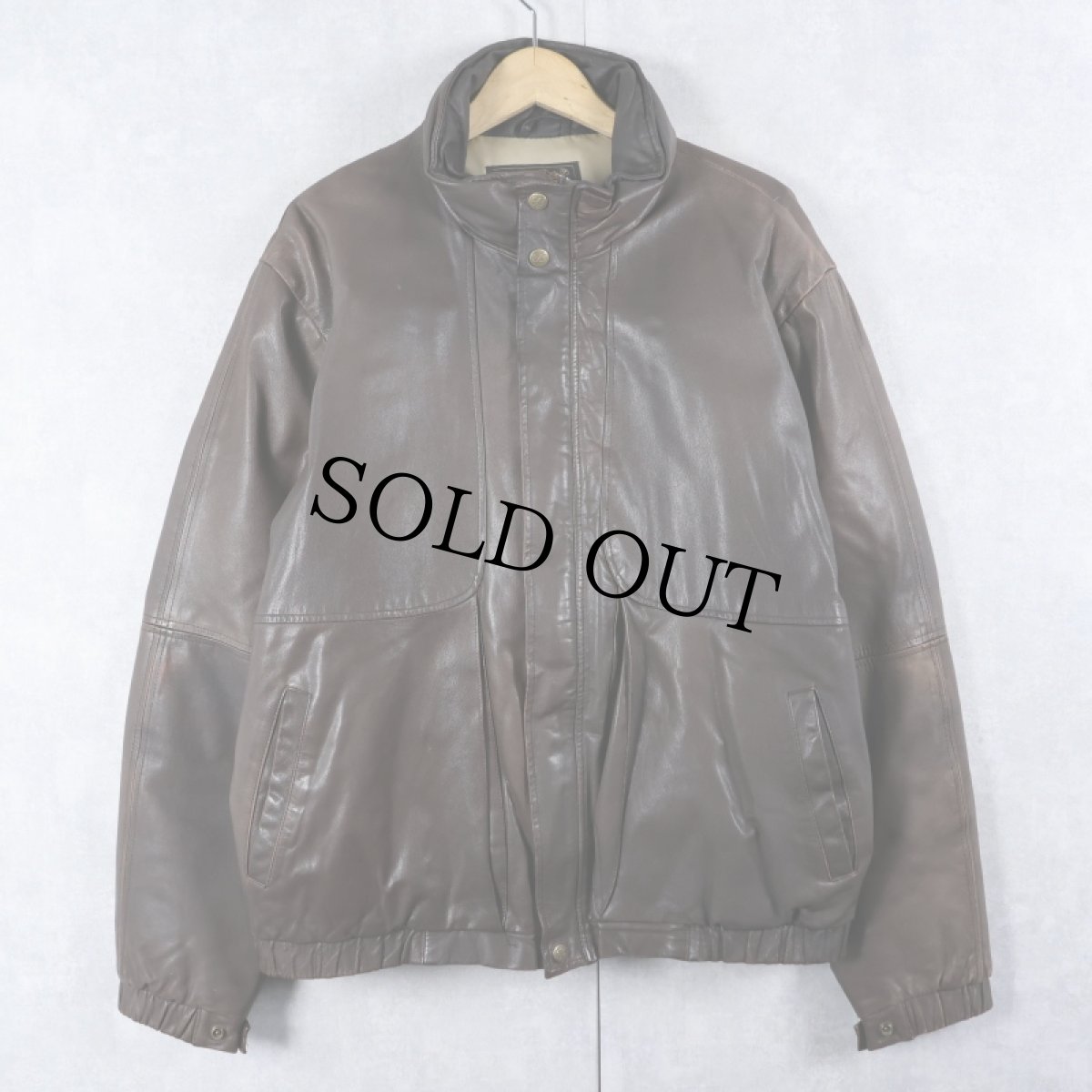 画像1: 80's Eddie Bauer レザーダウンジャケット BROWN L (1)