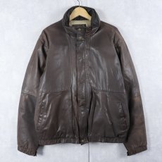 画像1: 80's Eddie Bauer レザーダウンジャケット BROWN L (1)