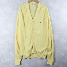 画像1: 80〜90's IZOD LACOSTE USA製 ロゴ刺繍 アクリルニットカーディガン L (1)