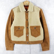 画像1: RRL Ralph Lauren シンチバック付き スエードレザー×ボア トラッカージャケット SIZE3 (1)
