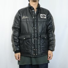画像3: 70's Swingster チェーン刺繍 中綿入り ナイロンレーシングジャケット BLACK M (3)