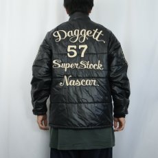 画像4: 70's Swingster チェーン刺繍 中綿入り ナイロンレーシングジャケット BLACK M (4)