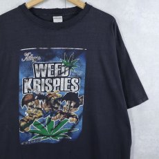 画像1: 2000's "WEED KRISPIES" パロディ ガンジャプリントTシャツ BLACK (1)
