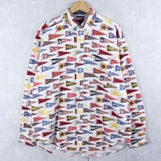 画像1: 90〜2000's Tommy Hilfiger フラッグ柄 コットンボタンダウンシャツ M (1)
