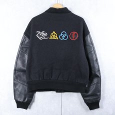 画像2: 90's Excelled USA製 バンドワッペン レザー×メルトンウールスタジャン BLACK M (2)