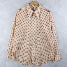 画像1: 70's MONTGOMERY WARD ドット柄 コットン×ポリエステルシャツ XL (1)