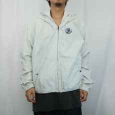 画像2: 90's POLO Ralph Lauren USA製 クッキーパッチ ストライプ柄 コットンジップパーカー L (2)