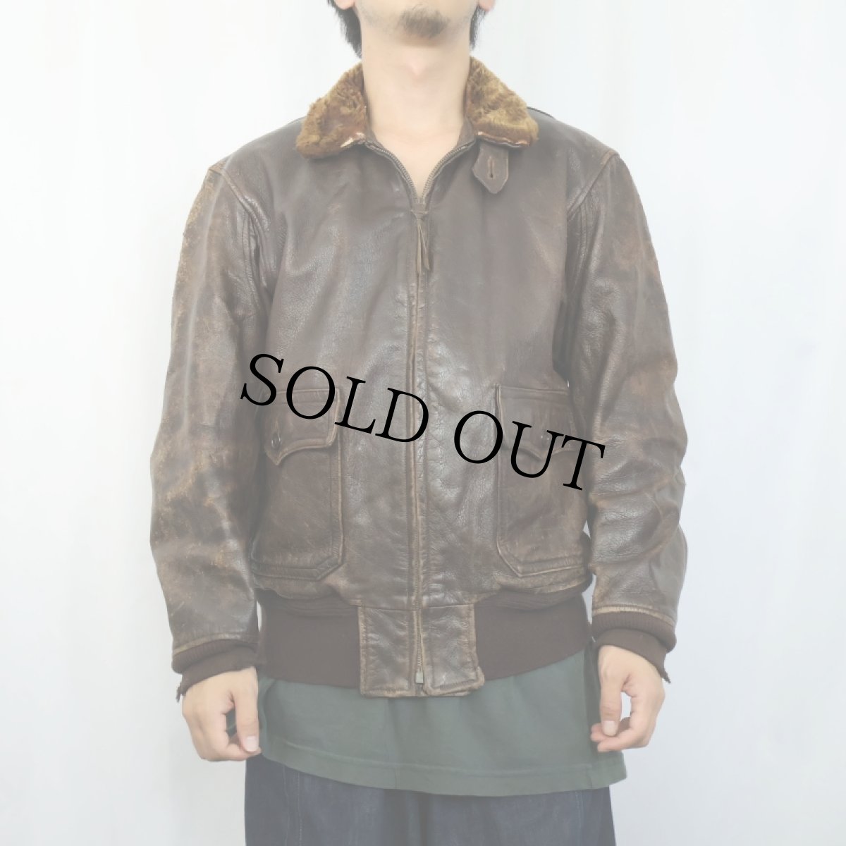 画像2: 40's U.S.NAVY M-422A レザーフライトジャケット SIZE42 (2)