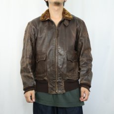 画像2: 40's U.S.NAVY M-422A レザーフライトジャケット SIZE42 (2)