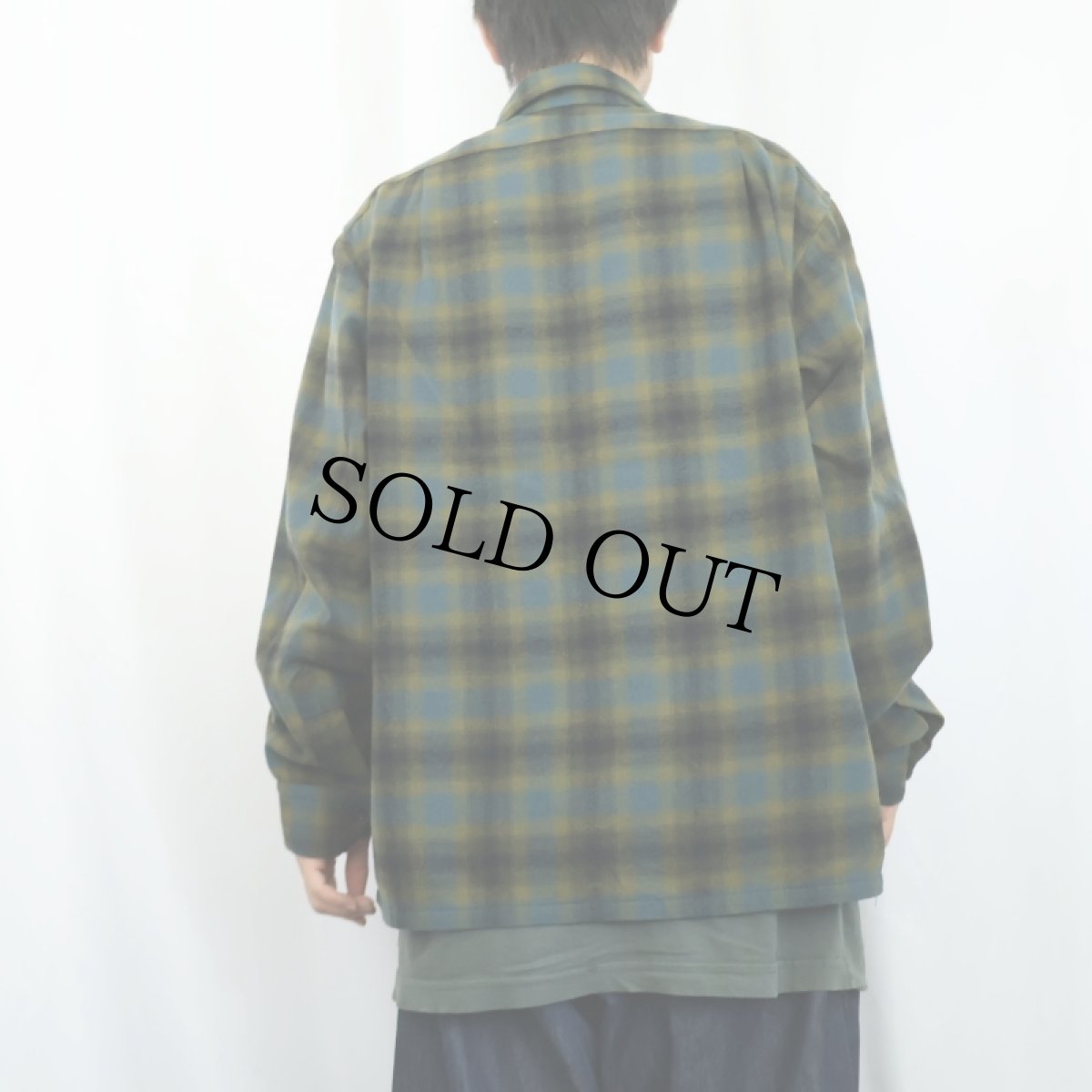 画像3: 50's PENDLETON オンブレーチェック柄 ウールオープンカラーシャツ L (3)