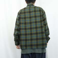 画像3: 50's PENDLETON オンブレーチェック柄 ウールオープンカラーシャツ L (3)