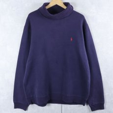 画像1: POLO Ralph Lauren ロゴ刺繍 タートルネックスウェット NAVY XL (1)