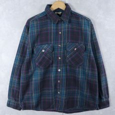 画像1: FIVE BROTHER チェック柄 ヘビーネルシャツ L (1)