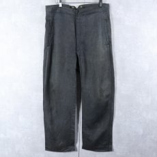 画像1: 〜40's FRENCH 針刺しシンチバック リネンパンツ W31-34 (1)