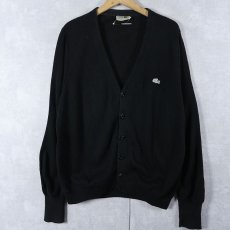 画像1: 70's CHEMISE LACOSTE アクリルニットカーディガン BLACK (1)