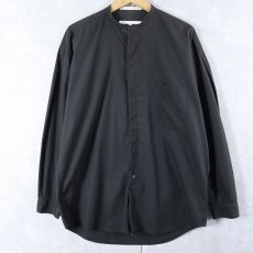 画像1: 90's PERRY ELLIS USA製 コットンバンドカラーシャツ BLACK M (1)
