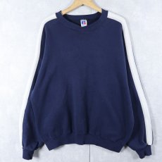画像1: 90's RUSSELL ATHLETIC USA製 サイドライン スウェット NAVY XL (1)