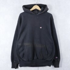 画像1: 90's Champion REVERSE WEAVE 目付き スウェットフーディー BLACK XL (1)