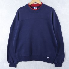 画像1: 90's RUSSELL ATHLETIC USA製 カップショルダースウェット NAVY L (1)