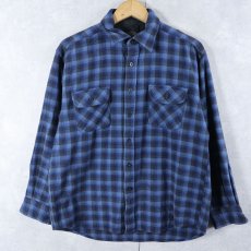 画像1: PENDLETON オンブレーチェック柄 ウールシャツ L (1)