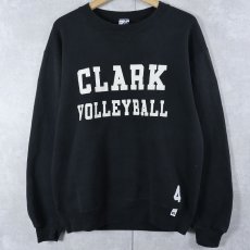 画像1: 90's RUSSELL ATHLETIC USA製 "CLARK VOLLEYBALL" 前V プリントスウェット BLACK M (1)