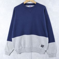 画像1: 90's RUSSELL ATHLETIC USA製 2トーン 前Vスウェット L (1)