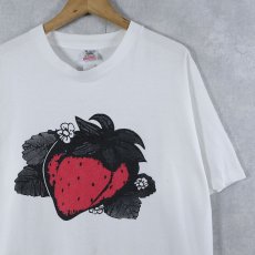 画像1: 90's USA製 ストロベリー プリントTシャツ XL (1)