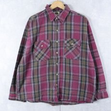 画像1: FIVE BROTHER チェック柄 ヘビーネルシャツ XL (1)