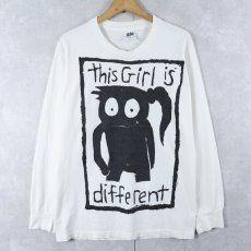 画像1: 90's Ben Olander USA製 "This Girl is Different" イラストプリントロンT L (1)