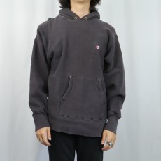 画像2: 80's Champion REVERSE WEAVE トリコタグ USA製 目付き スウェットフーディー BLACK L (2)