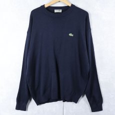 画像1: 70〜80's CHEMISE LACOSTE SPAIN製 ロゴワッペン ウール×アクリルニットセーター NAVY SIZE7 (1)
