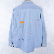 画像2: 60's King Kole ハンド刺繍 シャンブレーシャツ S (2)