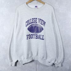 画像1: 90's RUSSELL ATHLETIC USA製 "COLLEGE VIEW FOOTBALL" 前V プリントスウェット XXL (1)