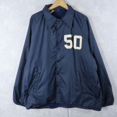 画像1: 60〜70's Champion C中ランタグ USA製 "STUART RAIDERS" フード付き コーチジャケット NAVY XXL (1)